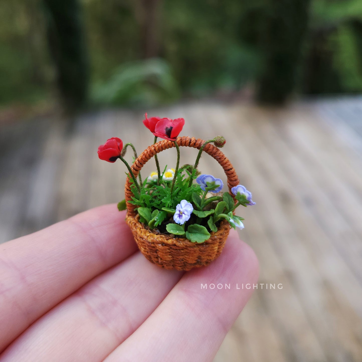 Basket of flowers with poppies