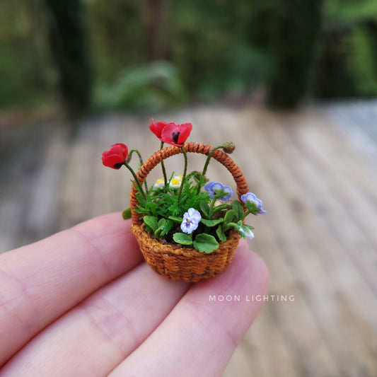 Basket of flowers with poppies
