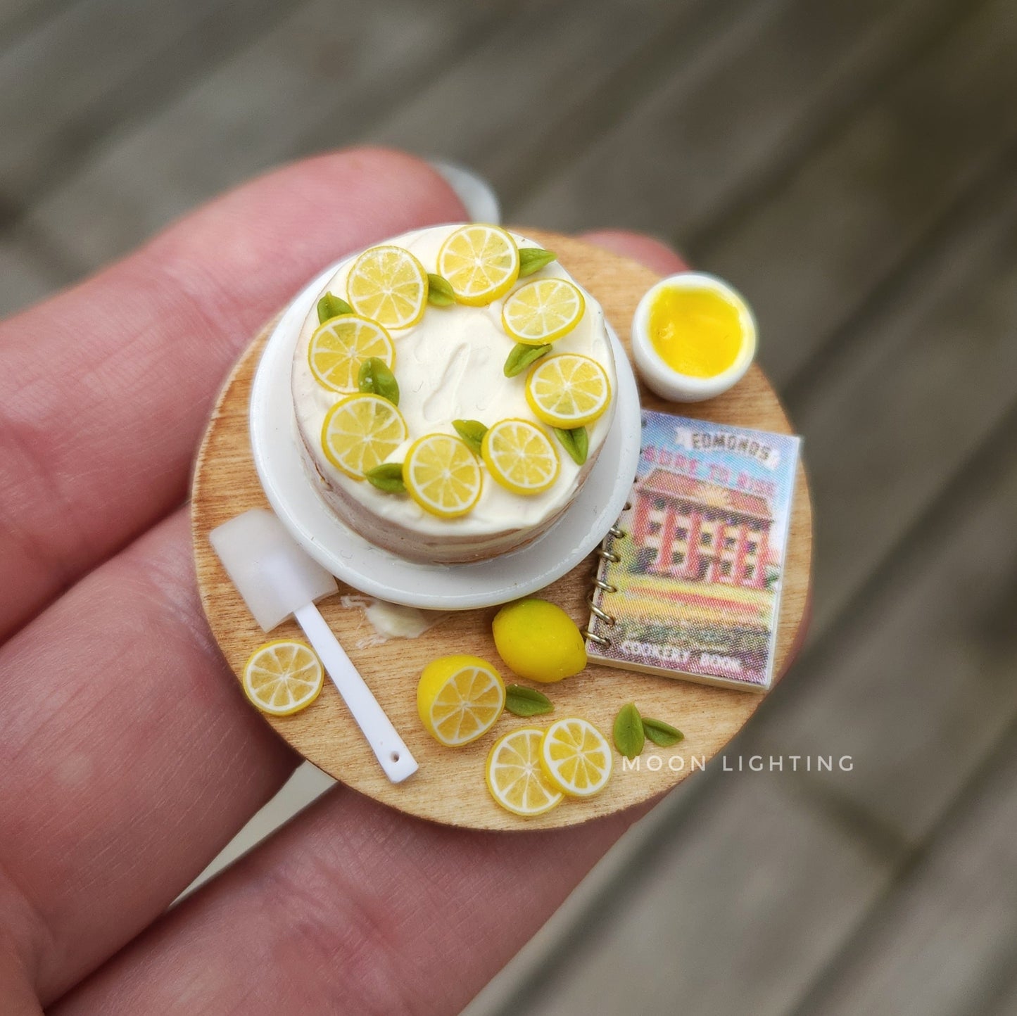 Lemon cake on round board