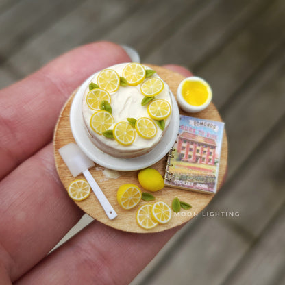 Lemon cake on round board