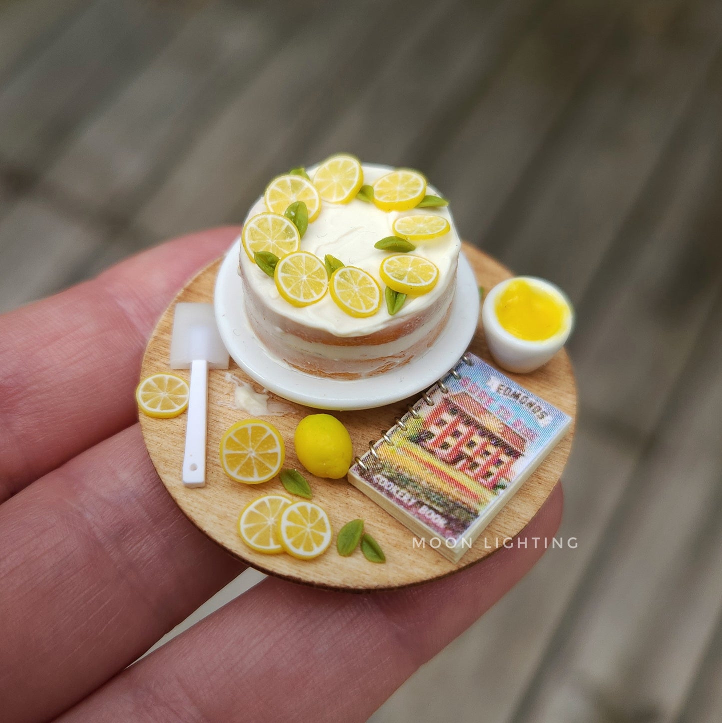 Lemon cake on round board