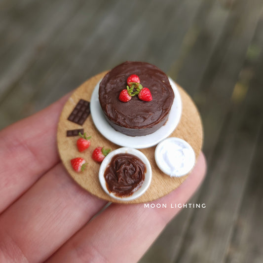 Chocolate cake on round board