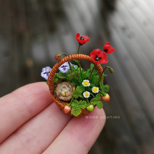 Basket of flowers with poppies