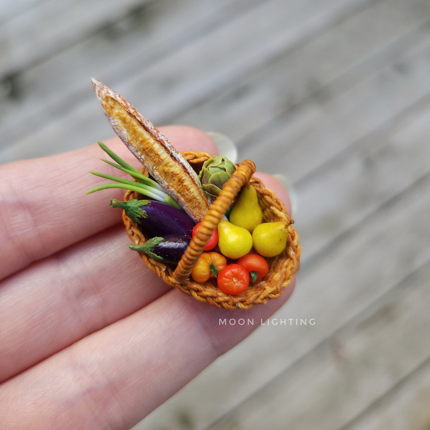 Basket of vegetables and baguette