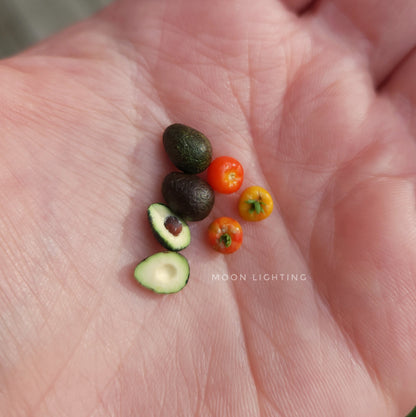 Set of avocados and tomatoes